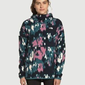 the North Face TKA Glacier Pullover Hoodie in Mallard Blue Abstract Ikat Print M